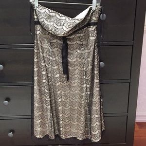 Strapless black lace overlay dress